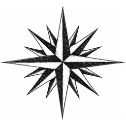 Enframe logo, an engraved compass star